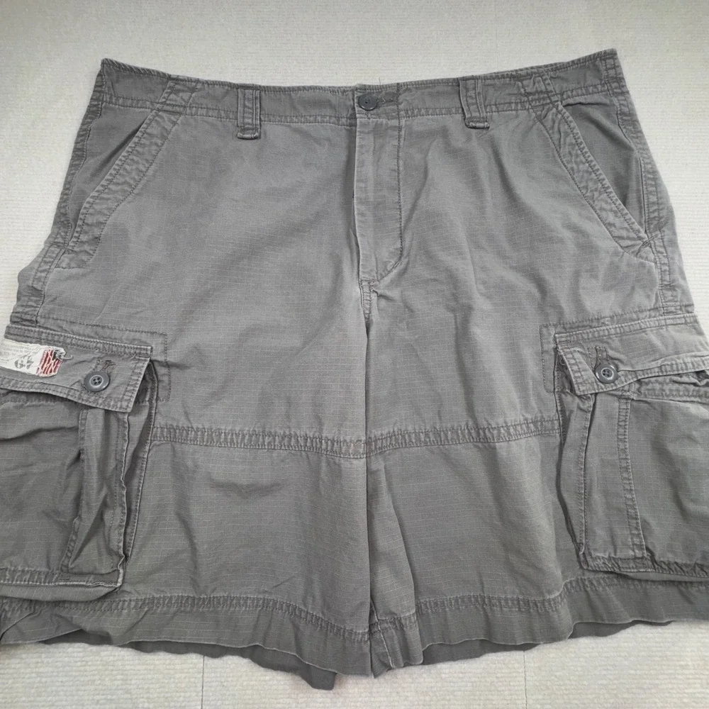 Polo Jeans Co Cargo Shorts Mens 42 Grey Ripstop Cotton Relaxed Fit Utility
